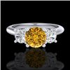 Image 2 : 1.5 ctw Intense Fancy Yellow Diamond Art Deco Ring 18k White Gold - REF-174W5H