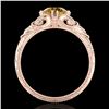 Image 3 : 1 ctw Intense Fancy Yellow Diamond Art Deco Ring 18k Rose Gold - REF-263X6A
