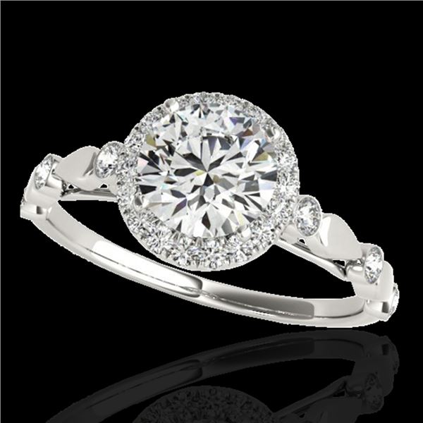 1.25 ctw Certified Diamond Solitaire Halo Ring 10k White Gold - REF-177Y3X