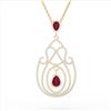 Image 3 : 3.20 ctw Ruby & Micro Pave Diamond Heart Necklace 14k Yellow Gold - REF-212F8M