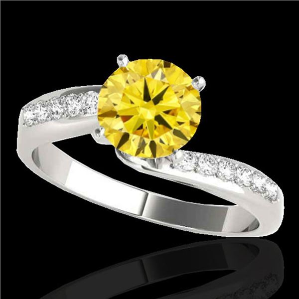1.4 ctw Certified SI Fancy Yellow Diamond Bypass Ring 10k White Gold - REF-259G3W