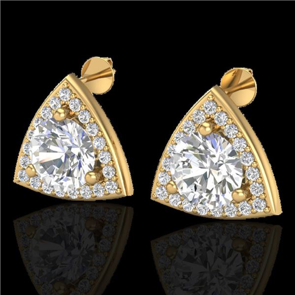3 ctw Micro Pave VS/SI Diamond Certified Stud Earrings 18k Yellow Gold - REF-870F2M