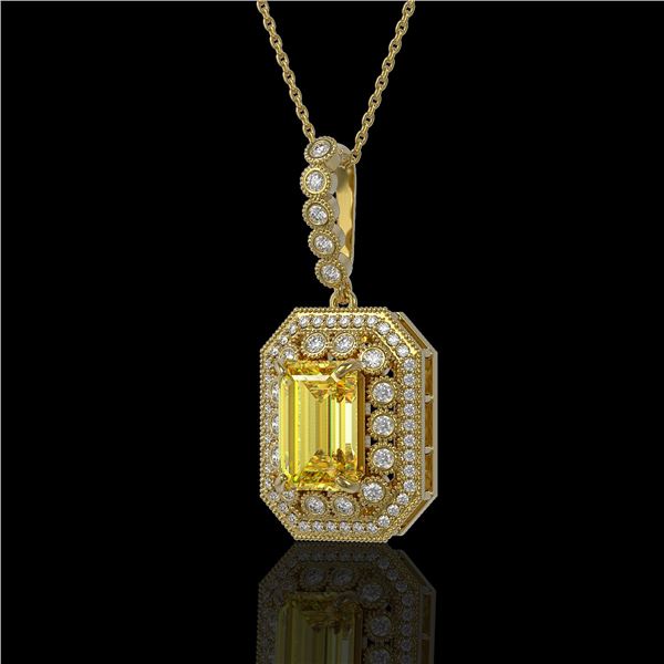 5.82 ctw Canary Citrine & Diamond Victorian Necklace 14K Yellow Gold - REF-172X8A