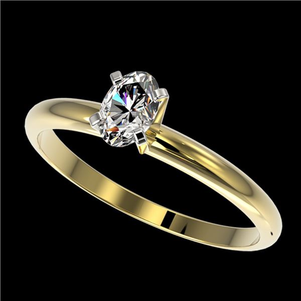 0.50 ctw Certified VS/SI Quality Oval Diamond Engagment Ring 10k Yellow Gold - REF-60H3R