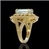 Image 3 : 5.69 ctw Certified Aquamarine & Diamond Victorian Ring 14K Yellow Gold - REF-170G9W