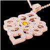 Image 1 : 1.40 ctw Citrine & Micro Pave VS/SI Diamond Necklace 14k Rose Gold - REF-127H3R