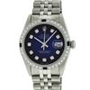 Rolex Mens Stainless Steel Blue Vignette Diamond & Sapphire Datejust Wristwatch