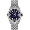Image 2 : Rolex Ladies Stainless Steel Diamond Lugs Blue Vignette Diamond Datejust Wristwa