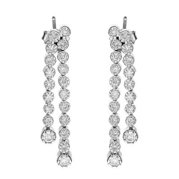 14k White Gold 0.98CTW Diamond Earrings, (I1-I2/H-I)