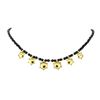 16 Inch Black Bead Station Necklace - 22KT Yellow Gold