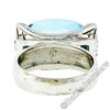 Image 8 : Estate 14kt White Gold Oval Checkerboard Blue Topaz Ring