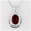 Image 6 : New 14K White Gold 7.43 ctw Oval Brilliant Almandine Garnet 18" Pendant Necklace