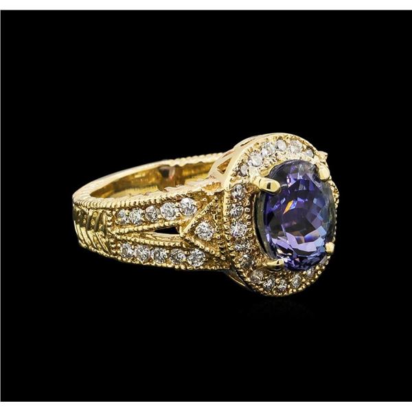 14KT Yellow Gold 2.70 ctw Tanzanite and Diamond Ring