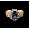 Image 2 : 14KT Yellow Gold 2.70 ctw Tanzanite and Diamond Ring