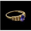 14KT Yellow Gold 0.94 ctw Tanzanite and Diamond Ring