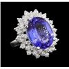 Image 1 : GIA Cert 11.27 ctw Tanzanite and Diamond Ring - 14KT White Gold