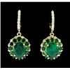 9.71 ctw Emerald and Diamond Earrings - 14KT Yellow Gold