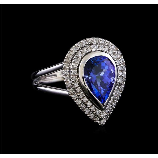 2.96 ctw Tanzanite and Diamond Ring - 14KT White Gold