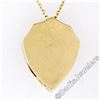Image 6 : Vintage 14kt Yellow Gold 0.40 ctw Diamond Hand Etched Shield Pendant Necklace