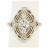 Image 3 : Art Deco 14k White Gold 0.85 ctw Diamond Large Open Work Cocktail Ring