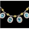 Image 1 : 42.82 ctw Blue Zircon and Diamond Necklace - 14-18KT White And Yellow Gold