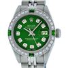 Image 1 : Rolex Ladies Stainless Steel Green Diamond & Emerald 26MM Datejust Wristwatch