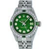 Image 2 : Rolex Ladies Stainless Steel Green Diamond & Emerald 26MM Datejust Wristwatch