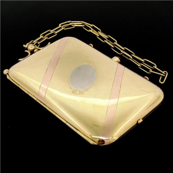 Vintage BOUCHERON Paris 18k Tri Color Gold Ruby Compact Powder Case