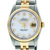 Image 1 : Rolex Mens 2 Tone Mother Of Pearl VS Diamond 36MM Datejust Wristwatch
