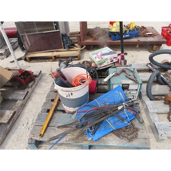 Floor Jack, Silver Beauty 150 Amp Battery Charger, Air 3/4" Impact, Power Drill, Grease Guns, Booste