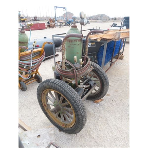 Acetylene Cart w Torches Gauges Hose, on Ford Model T Tires & Rims