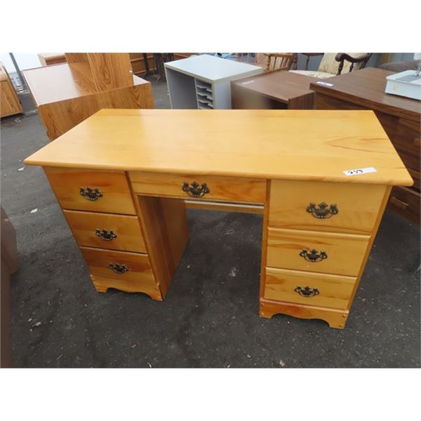 Wooden Desk- Maple 7 Drawers 30  x 48  x 22 