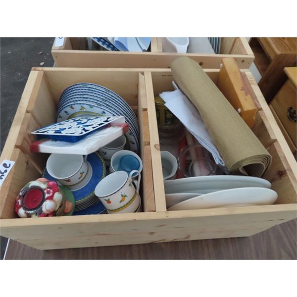 Dishes w Wooden Crate