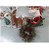 Image 2 : Ceramic Light Up Christmas Trees, Wreath Santa & Reindeer Sleigh, Tree Stand & Misc Christmas Decor