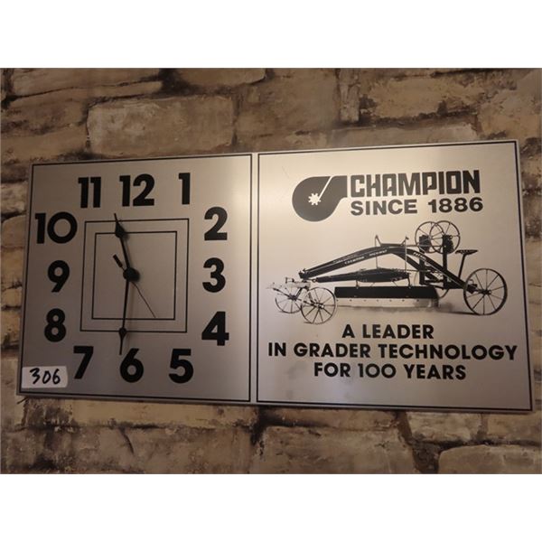 Metal "Champion" Clock 11" H x 22" W