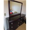 Image 2 : 6 Drawer Dresser w Matching Night Table Dresser is 35" H x 63"W x 17" H - Mirror is 36" x 46" , Nigh