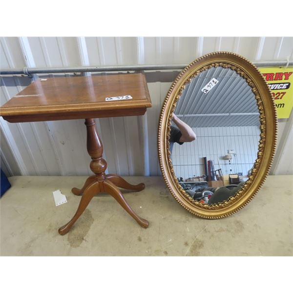 Oval Mirror & Pedestal Stand 22" x 16" X 11"