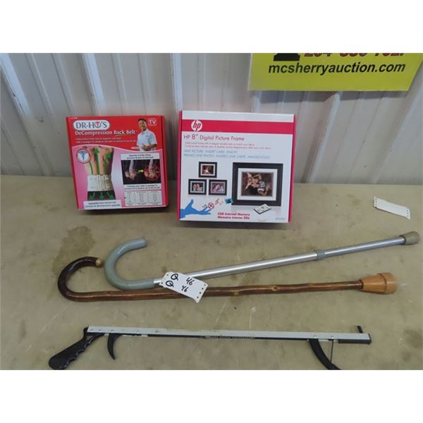 2 Canes, Reach/Grab, Decompression Belt, 8 " Digital Picture Frame