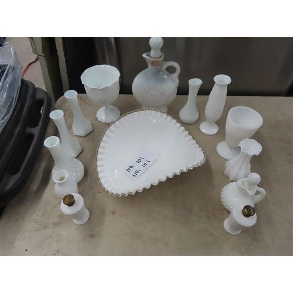 MIlk Glass & Fenton - Approx 14 Pcs