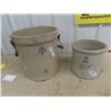 Image 1 : 2 Gal Redwing Crock, & 5 Gal Medicine Hat Crock
