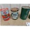 Image 3 : 6 Full Oil Quart Cans- Texaco , Esso , Quaker State, Gulf, & 2 License Plates