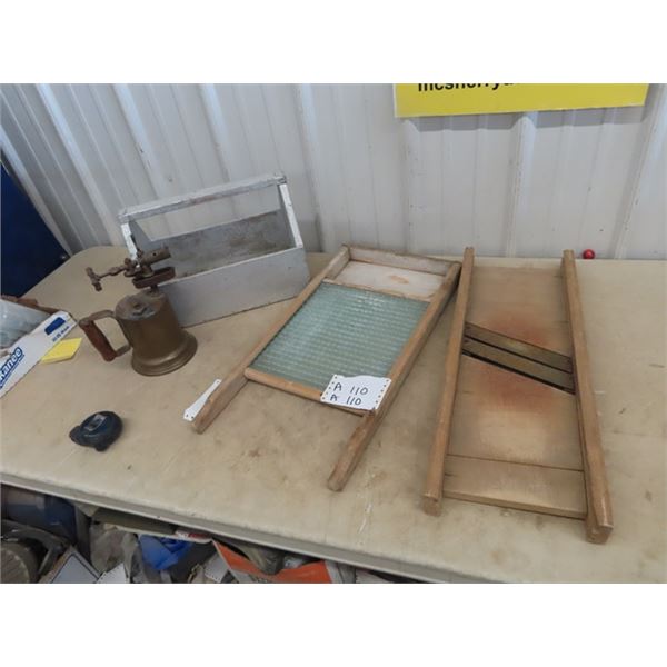 Washboard, Cabbage Cutter , Blow Torch & Tool Box