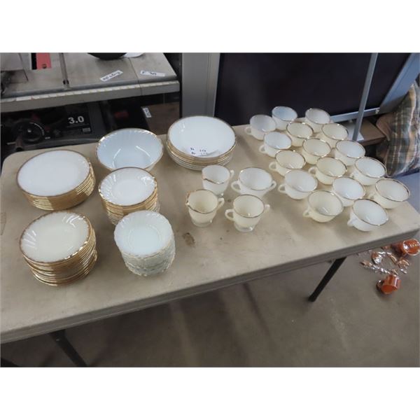 Approx 154 Pcs Fire King, Plates, Bowls, Cups & Saucers