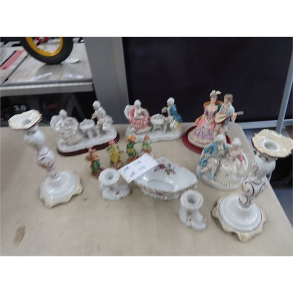 Approx 13 China Ornaments & Candle Holders