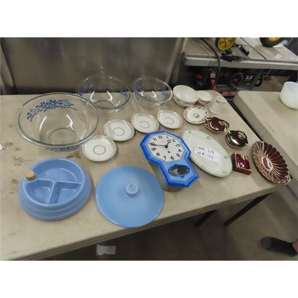 Dephite Baby Dish, 8 Day Clock, Mixing Bowls, Carlton Ware, Plus More