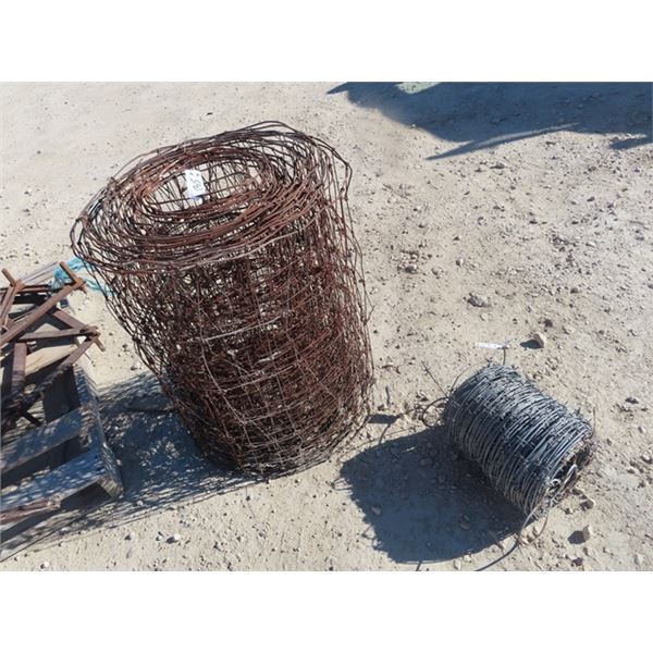 Page Wire 28"H , Partial Roll of Barb Wire