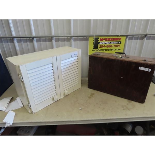 Wall Mount Cupboard & Wood Case 18" x 28" X 11"