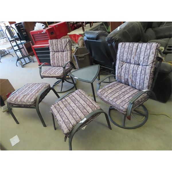 5 Pc  Patio Set - Chairs, Ottoman , & Table