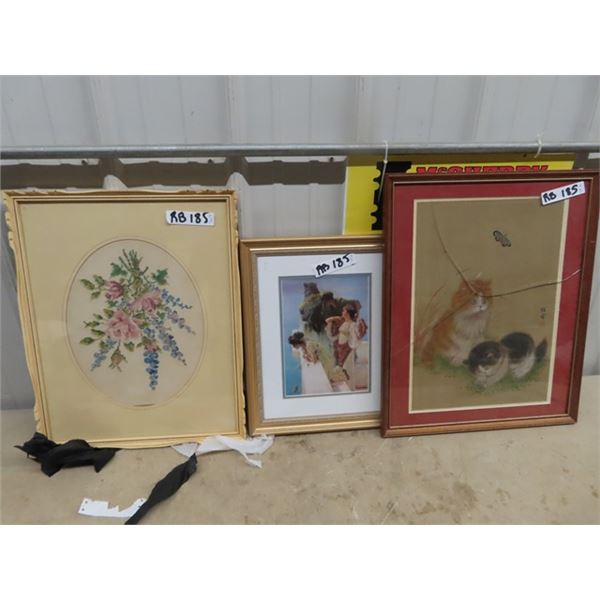 Frame Pictures - Petite Point, & More - Glass On One is Cracked