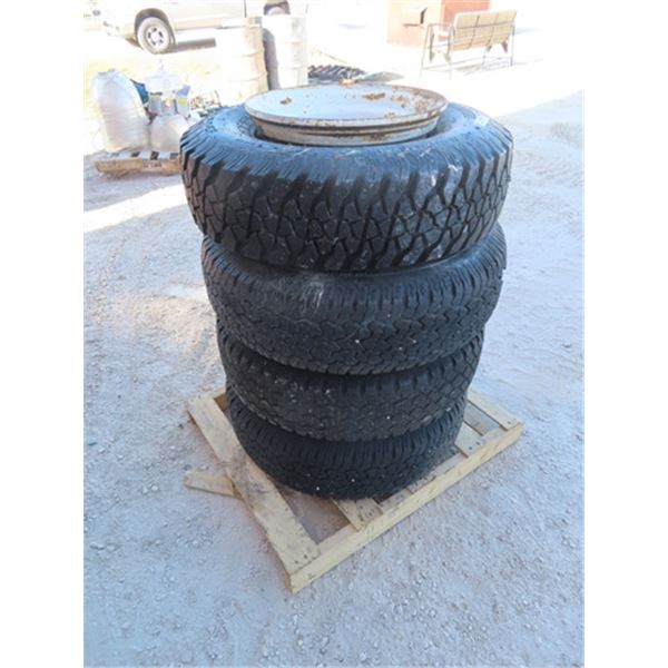 4 Tires 1) 8.75 R16 5 LT & Rims & 3) 9.50 R 16 5 LT